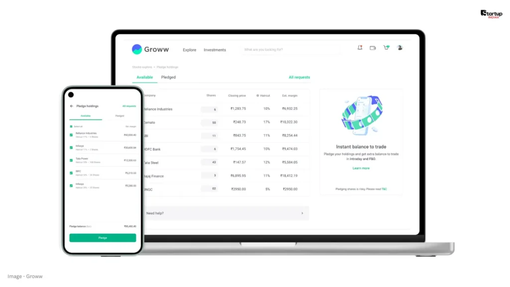 Groww app user interface showing simple mutual fund investment options for beginners