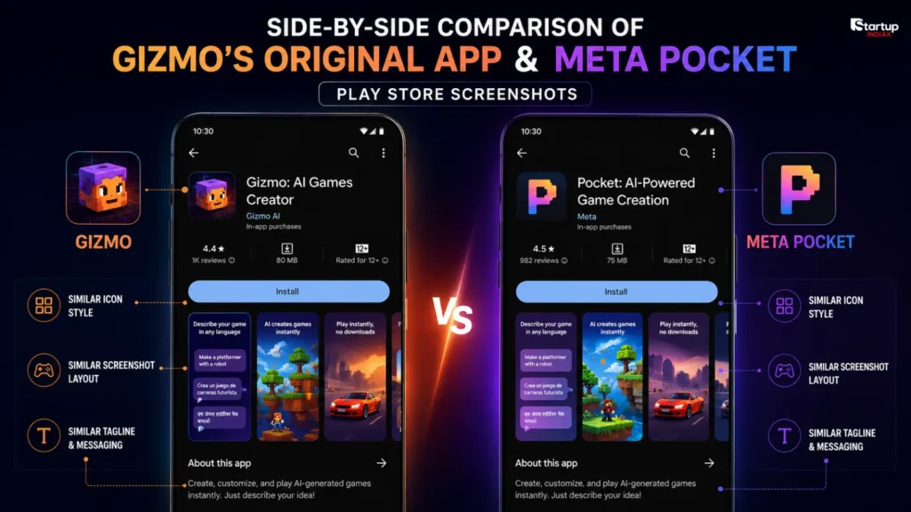 Comparison of Gizmo app and Meta Pocket app Play Store listings