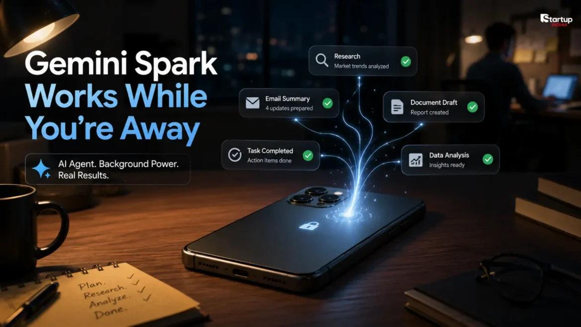 Gemini Spark AI agent working in the background on a locked phone