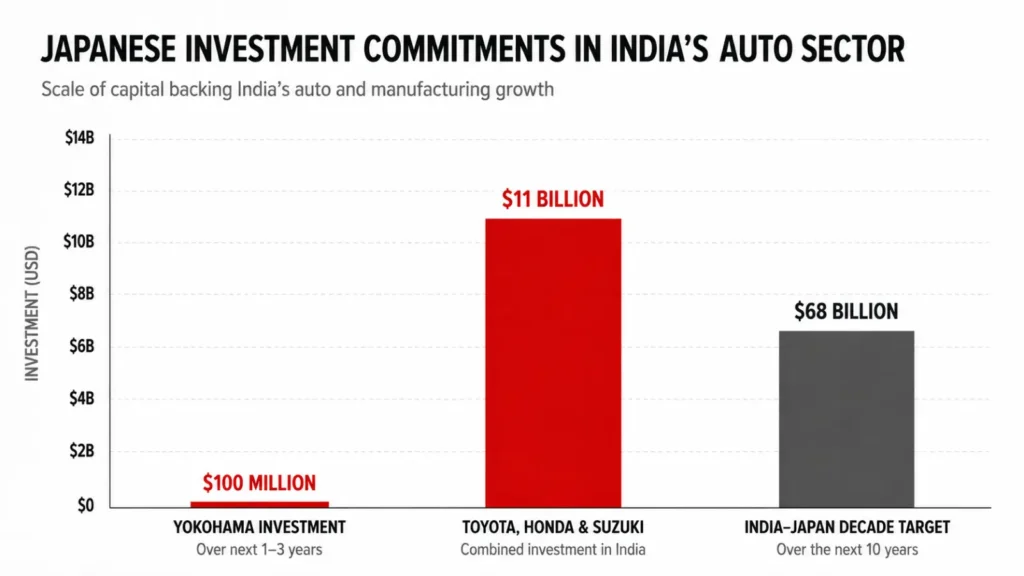 Chart comparing Japanese investment commitments in India's auto sector