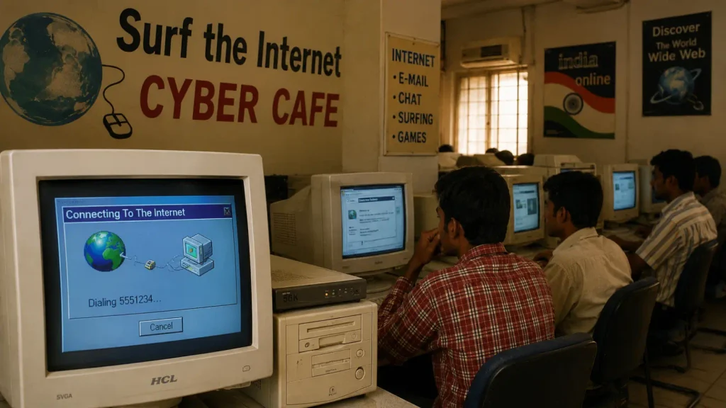 Representation of India's early internet era in the late 1990s when Shaadi.com launched