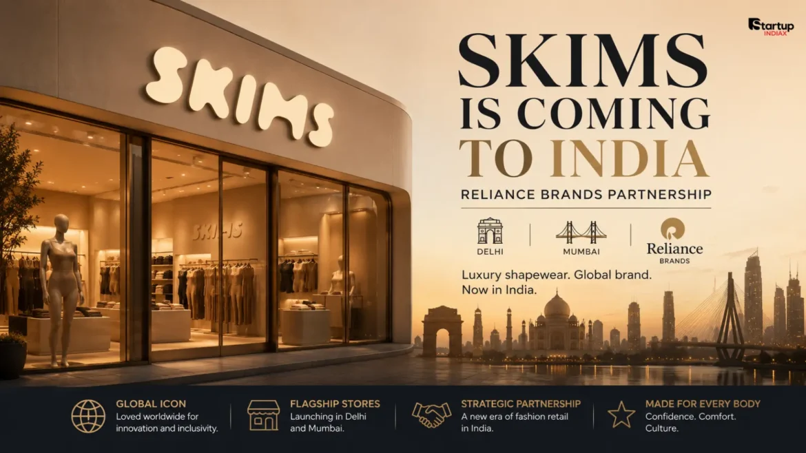 SKIMS India launch announcement with Reliance Brands partnership, Delhi and Mumbai stores