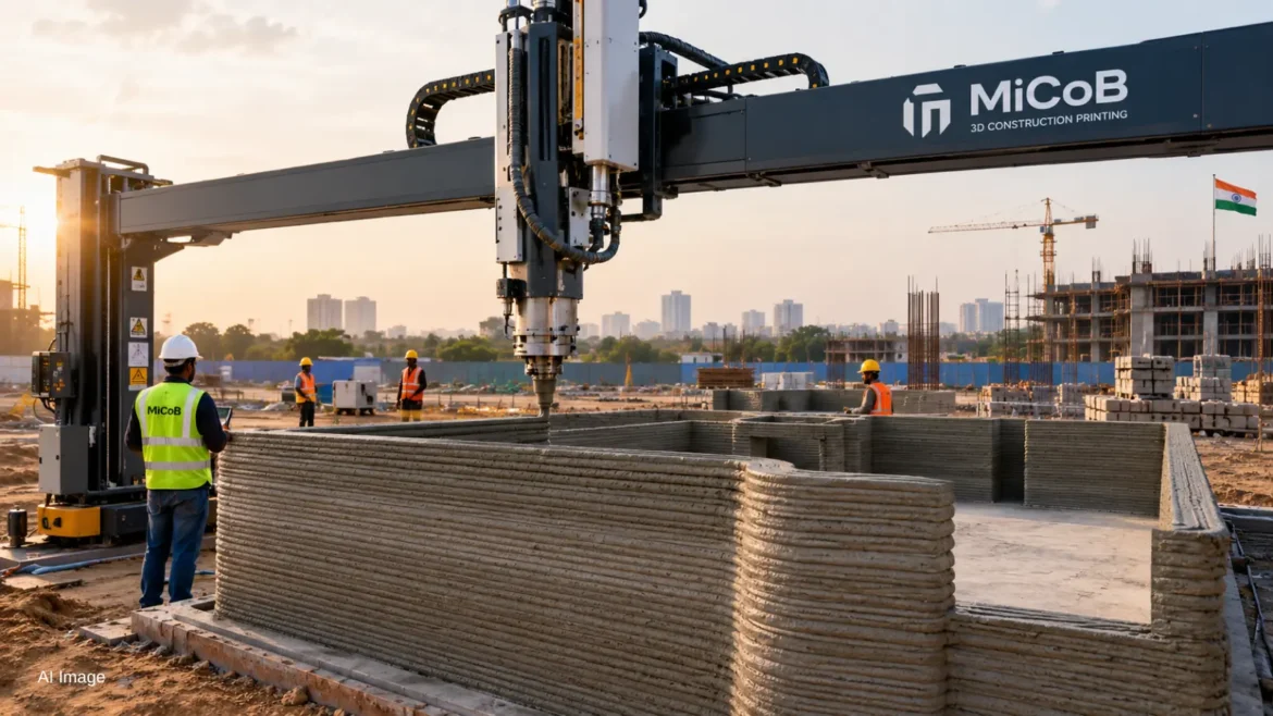 MiCoB 3D construction printing technology deployed at an Indian infrastructure site