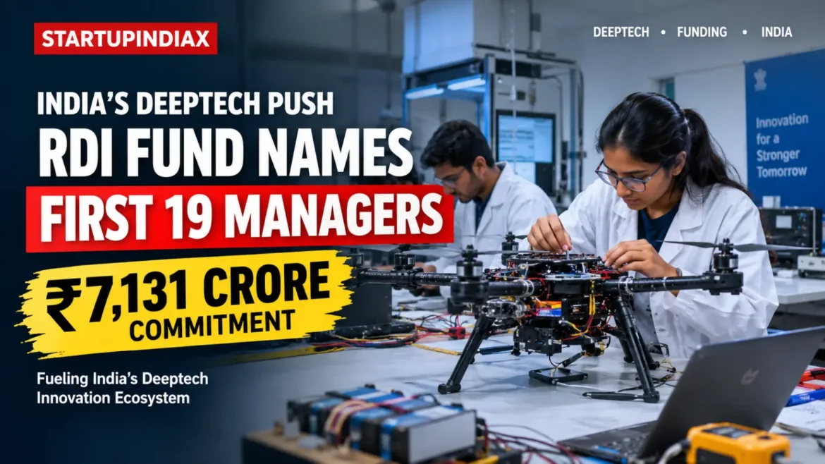Engineers testing a deeptech hardware prototype in an Indian research lab, as the RDI Fund names its first fund managers