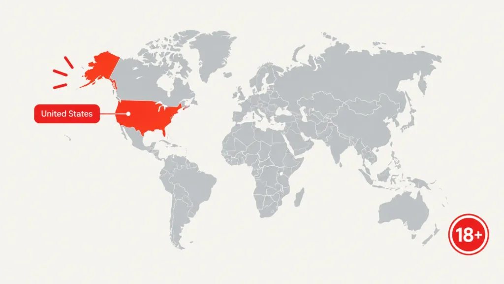World map highlighting the US as the only region where Google Playground is available at launch
